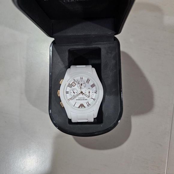 Armani White Ceramic Chronograph Men's Watch
